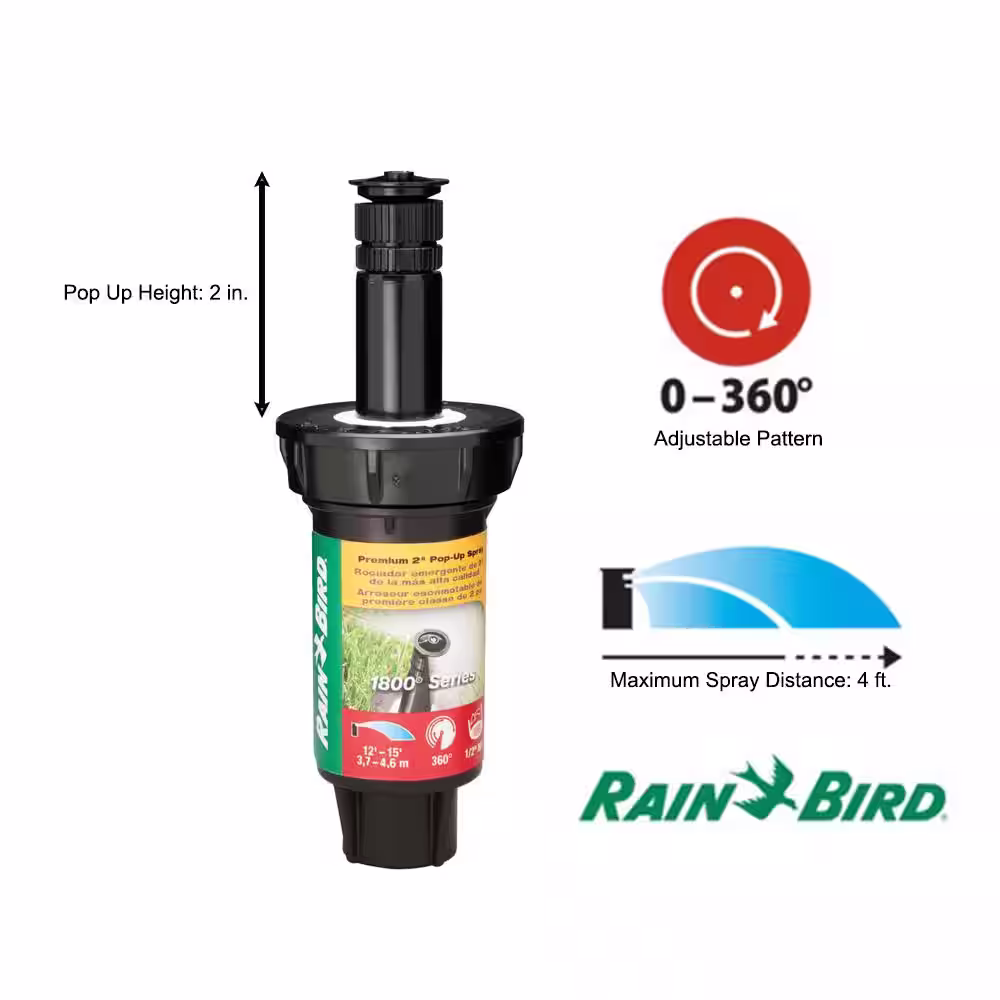 Rain Bird 1802 Professional Pop-Up with 4 ft. Distance Adjustable Nozzle