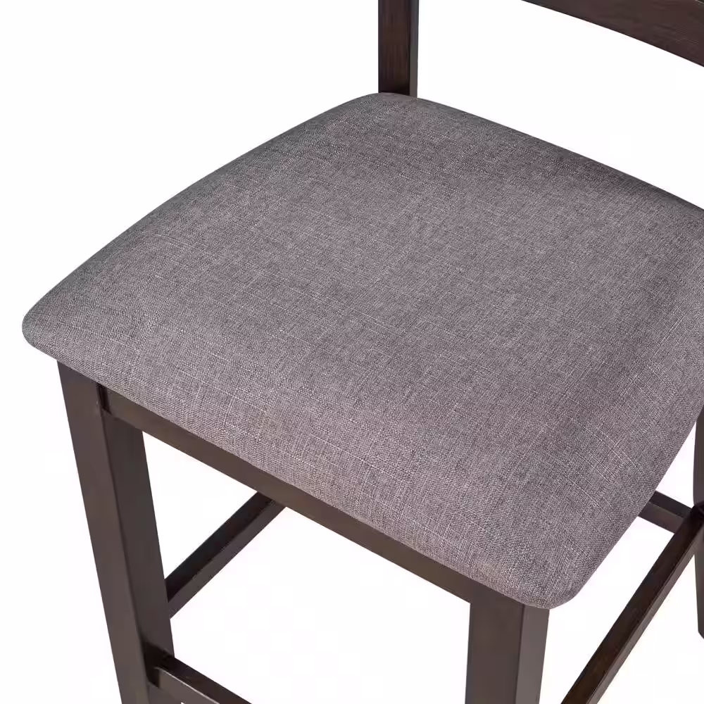 Harper & Bright Designs 5-Piece Espresso Chairs Counter Height Dining Set with 4-Padded Chairs