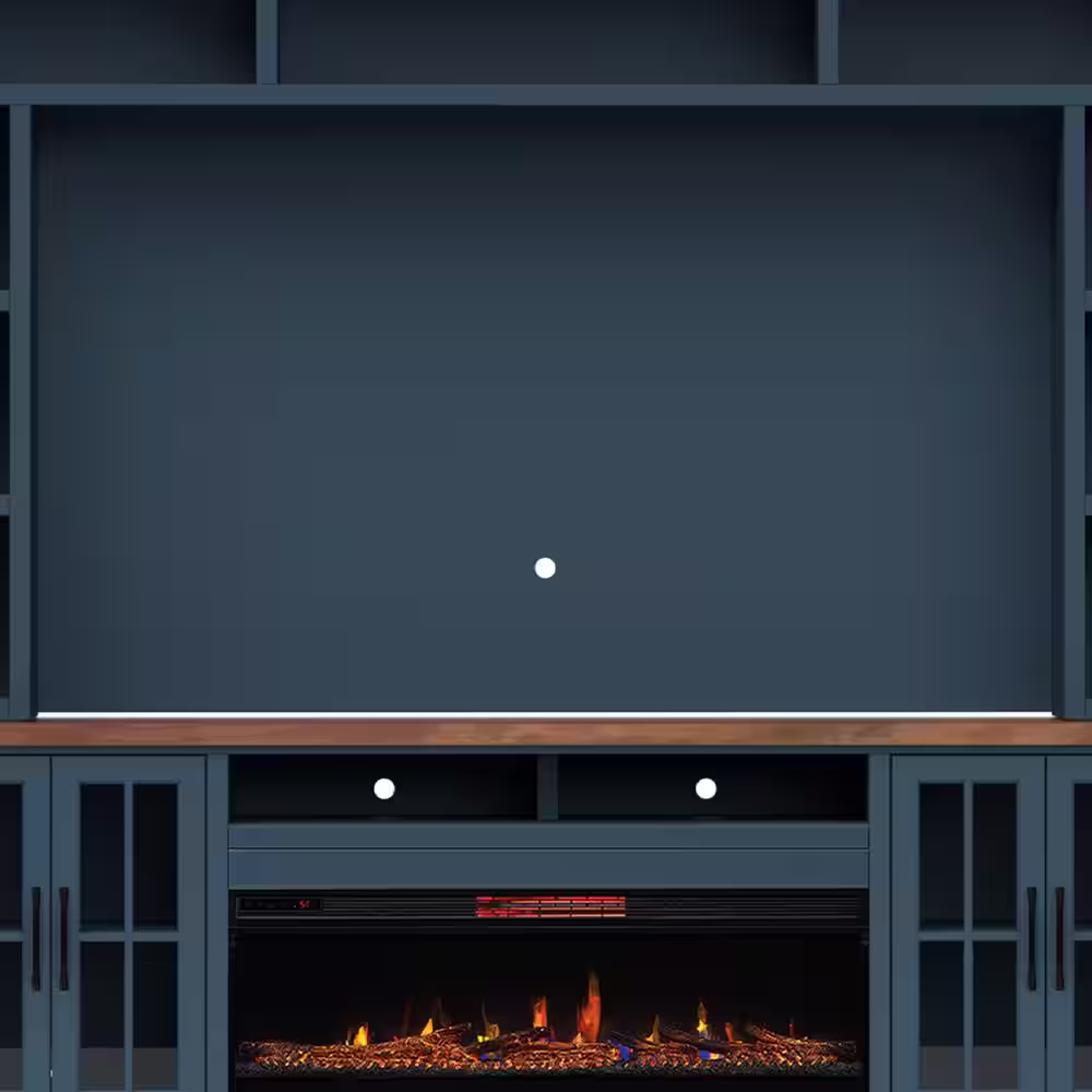 Bridgevine Home Nantucket Denim & Whiskey TV Stand Fits TV's up to 85 in. with Electric Fireplace