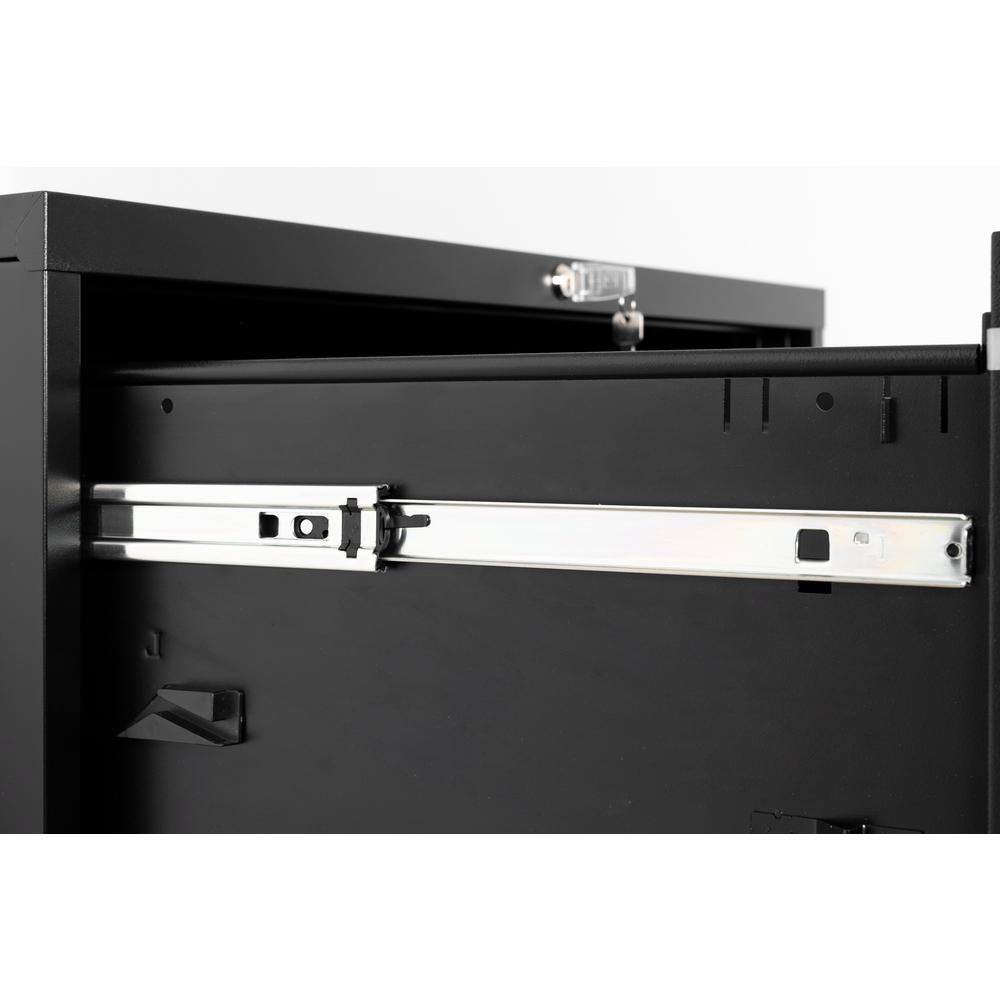 None 3-Drawer Black 40.16 in. H x 35.43 in. W x 17.72 in. D Metal Lateral File Cabinet Drawer Locked by Keys