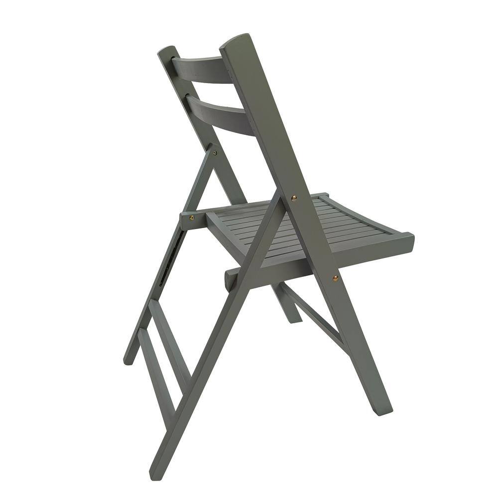 None Gray Wood Contour Folding Chair (Set of 4)