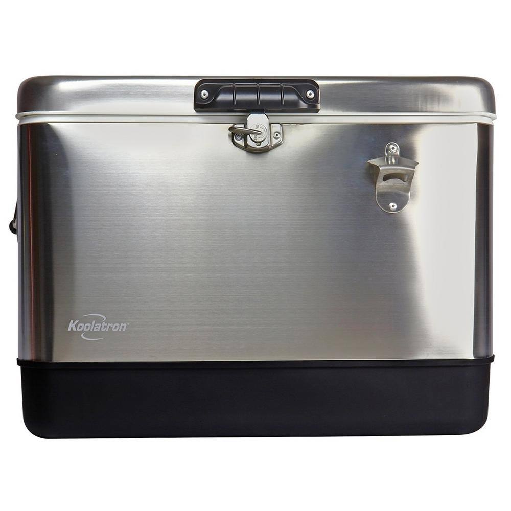 Koolatron 51 L (54 qt) Stainless Steel Beverage Ice Chest Cooler with Bottle Opener