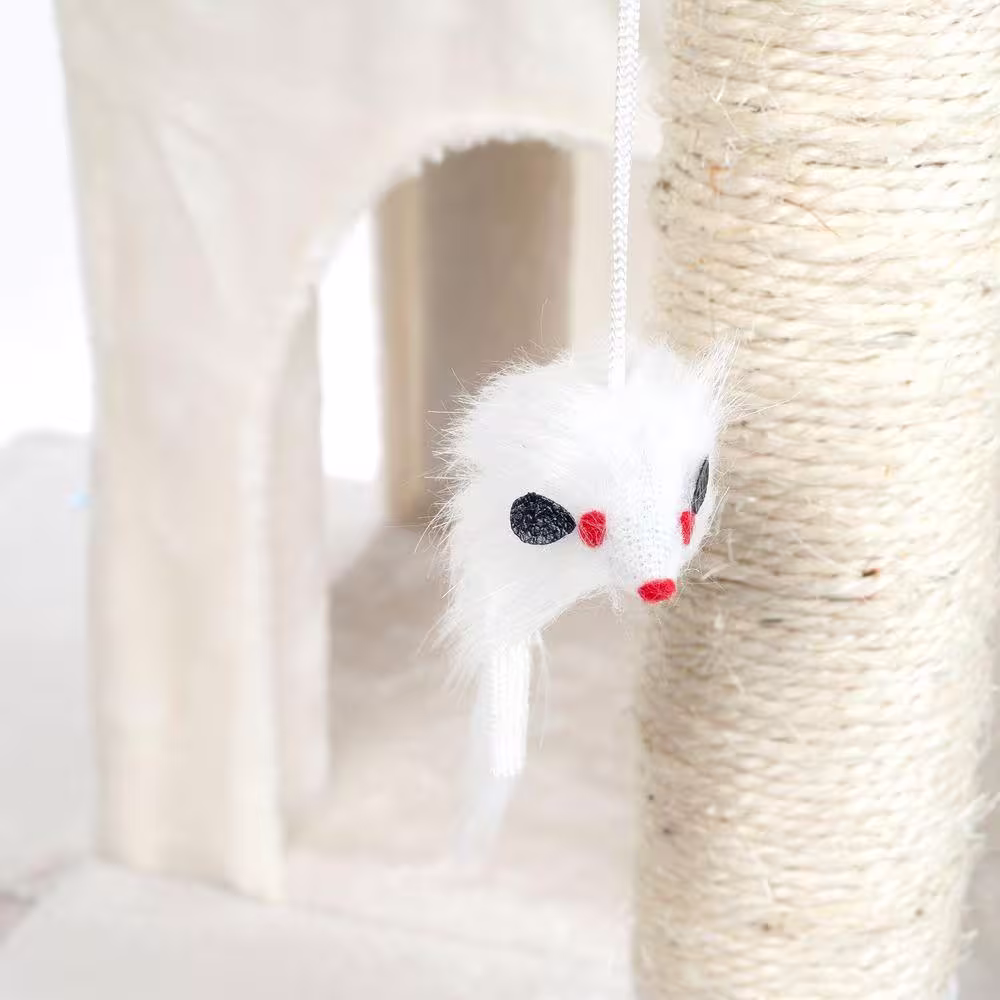 Petmaker 50.25 in. White Penthouse Sleep and Play Cat Tree