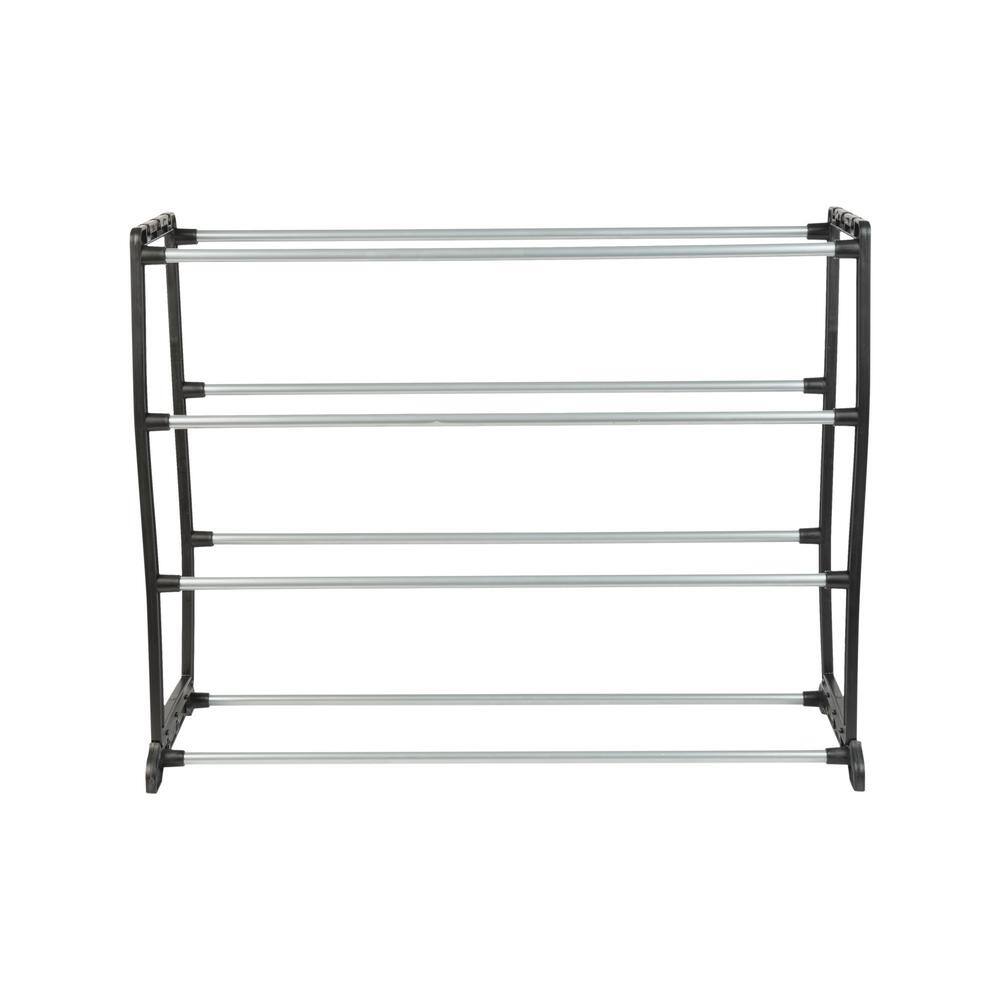 Simplify 19.7 H 12-Pair 12-Tier Black Polypropylene Shoe Rack
