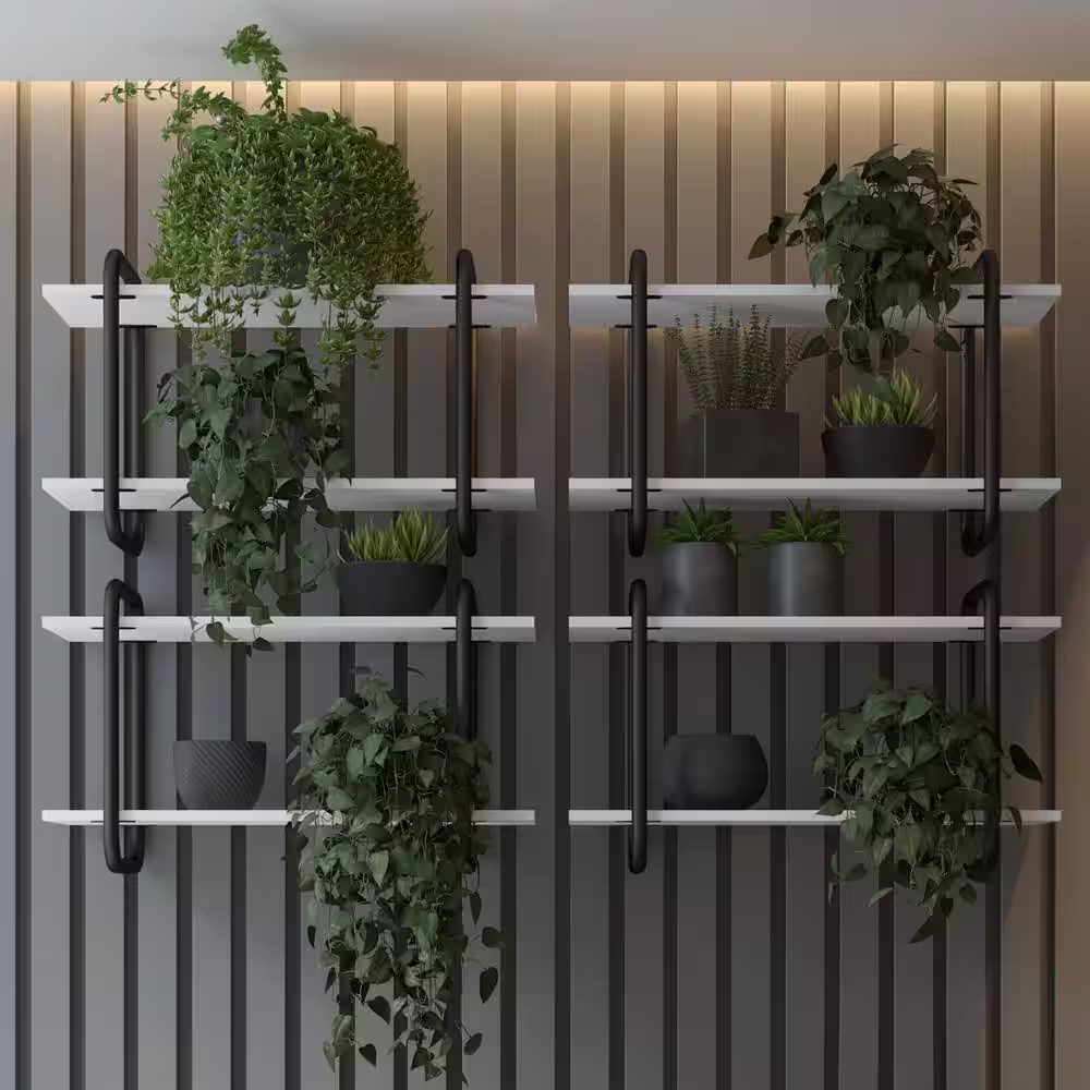 TECHNI MOBILI 12 in. x 27.6 in. x 16.7 in. White Modern Floating Wall Shelves