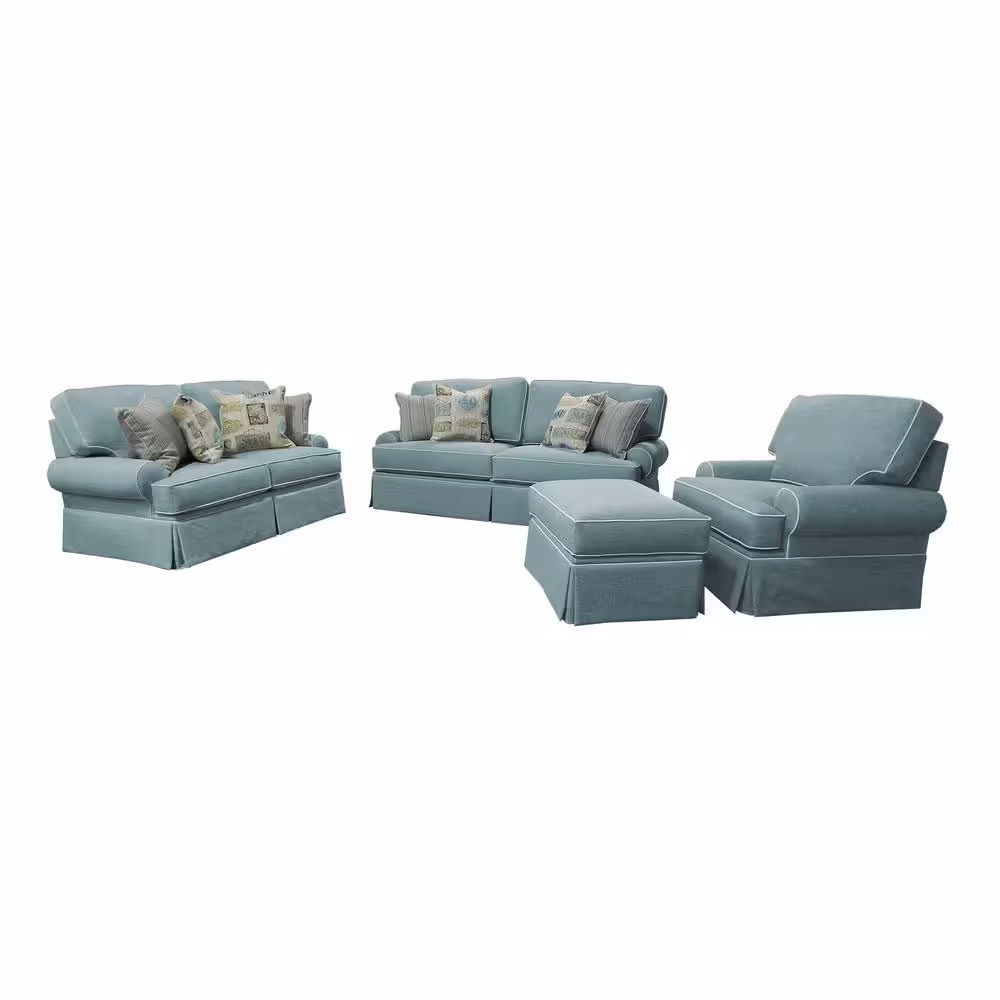 American Furniture Classics Coastal Aqua Collection 90 in Wide Aqua Blue Solid Fabric Queen Sofa Bed