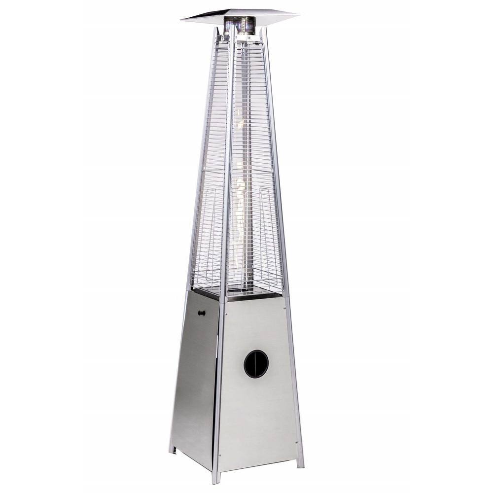 None 40000 BTU Quartz Glass Tube Patio Heater Visual Flame Heater in Silver