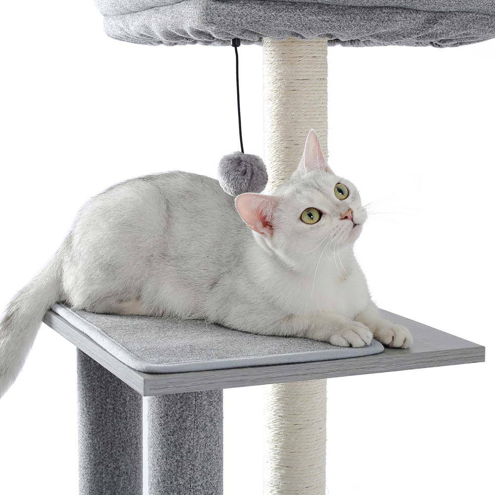Foobrues 61.8 in. H Pet Cat Scratching Posts and Trees in Gray