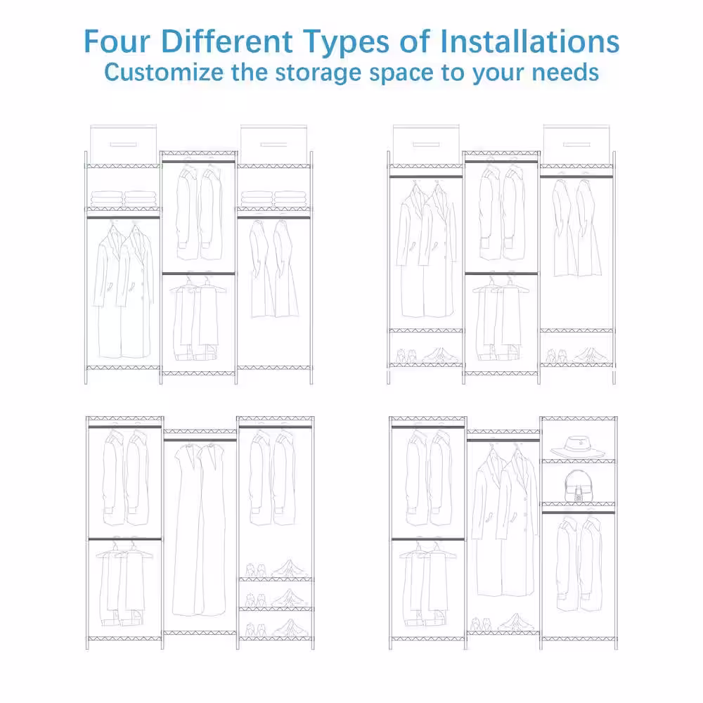None Black Metal Heavy Duty Garment Clothes Rack 69 in. W x 76 in. H