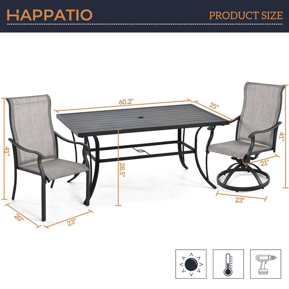 None Gray 7-Piece Patio Metal Outdoor Dining Set