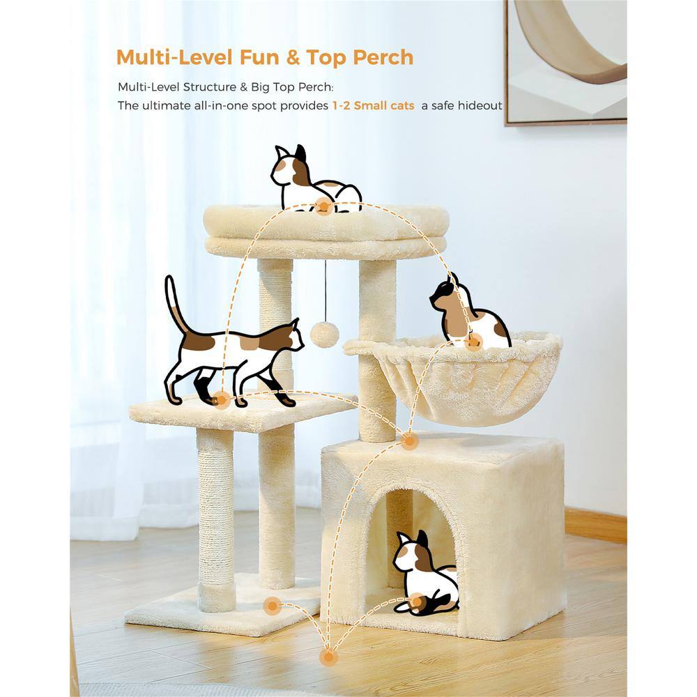None 29.13 in. Beige Skyscraper Sleep and Play Cat Tree