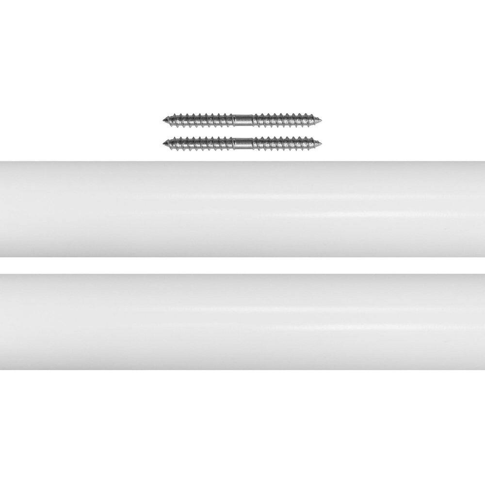 None Mix and Match 6 ft. (72 in.) Wood Single Smooth Curtain Rod 1-3/8 in. Dia in White (2-Piece 3 ft. Rod)