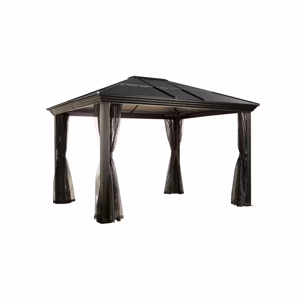 Sojag Cambridge 10 ft. x 12 ft. Dark Grey Insulated Roof Rustproof Aluminum Framed Gazebo