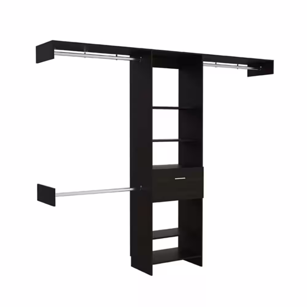 Magic Home 98 in. x 83 in. Reach-in Freestanding Closet System with 1 Drawer and 4 Shelves, Black Wengue