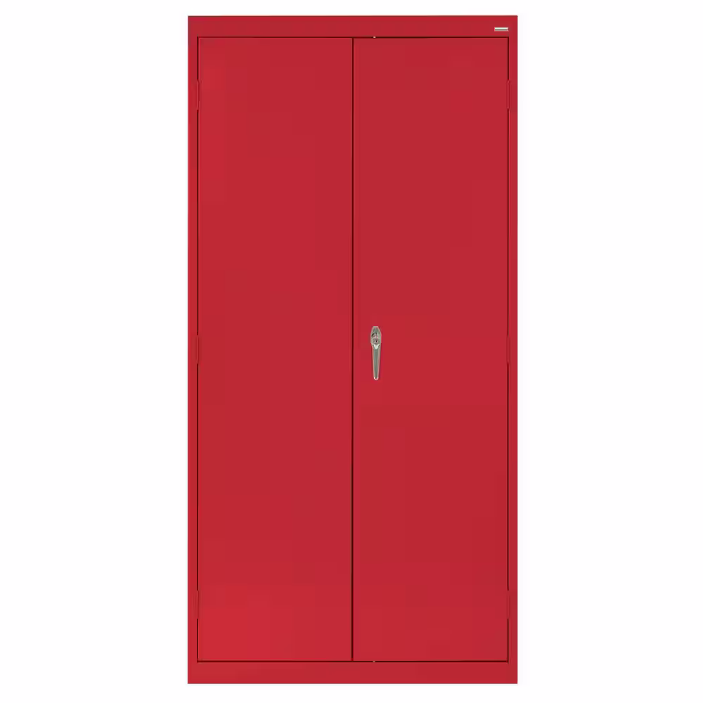 None Classic Series ( 36 in. W x 72 in. H x 18 in. D ) Steel Combination Freestanding Cabinet with Adjustable Shelves in Red
