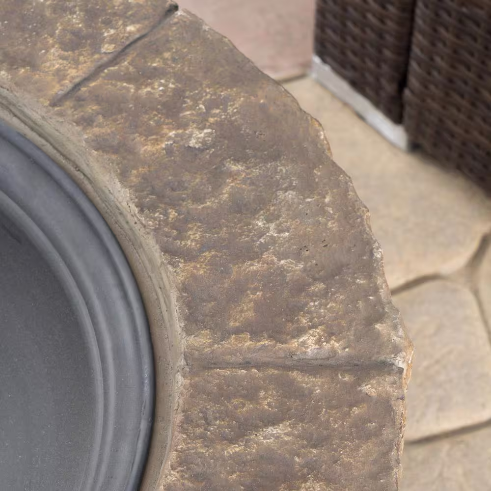 Noble House Samson 34 in. x 21 in. Round Cement Wood Burning Fire Pit in Natural