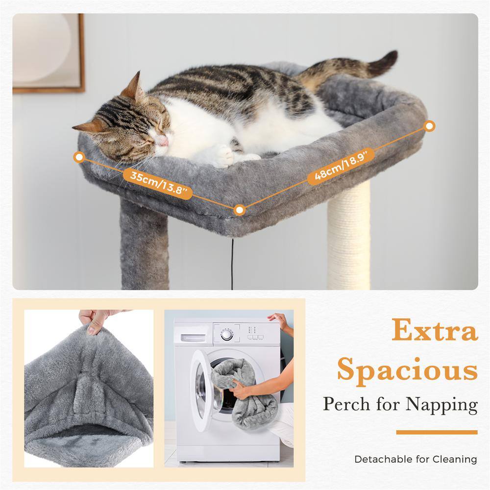 None Scratching Posts and Trees, Luxurious Cat House, Cat Play Center, Vat Bed in Grey