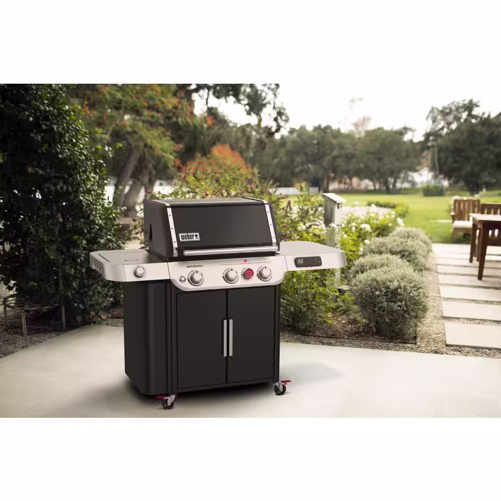 Weber Genesis Smart EX-335 3-Burner Propane Gas Grill in Black with Side Burner