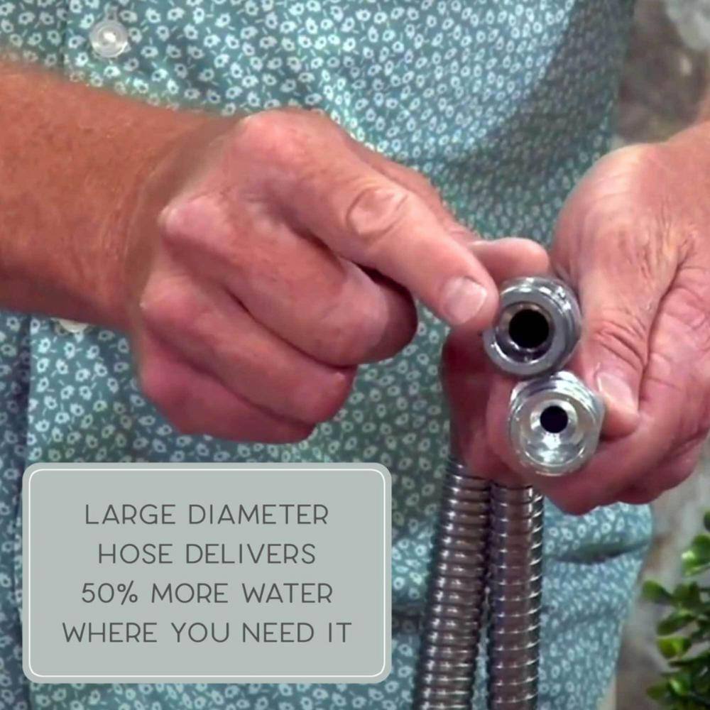 BERNINI FOUNTAINS Pro 5/8 in Dia x 50 ft. Length Heavy Duty Kink Free Metal Hose - Grey