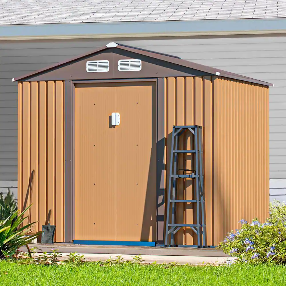 JAXPETY 8.4 ft. W x 6.7 ft.D Metal Shed Outdoor Storage Building with Sliding Door, 4 Vents( 56.28 sq. ft.)