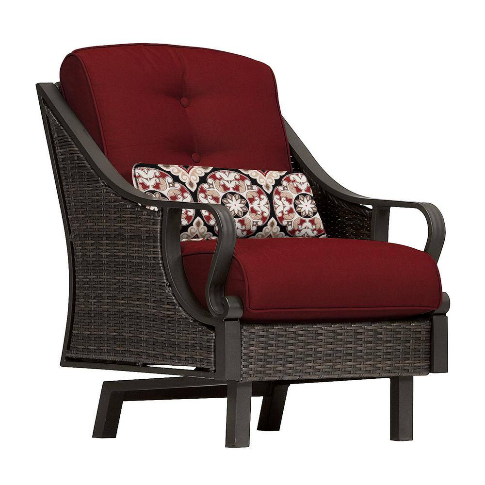 Cambridge Saratoga 4-Piece Patio Set Steel Frame Wicker with Cushions in Crimson Red