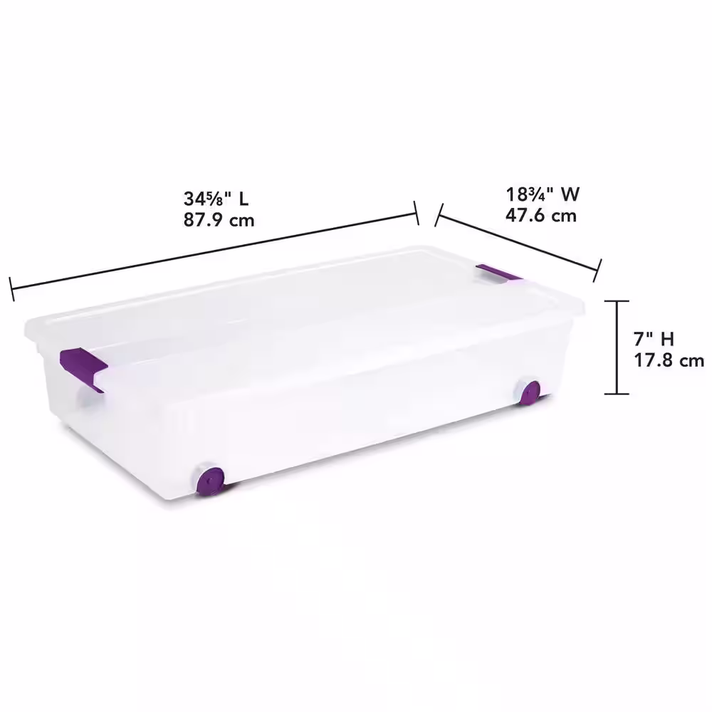 Sterilite 60 Qt. ClearView Latch Lid Wheeled Underbed Box