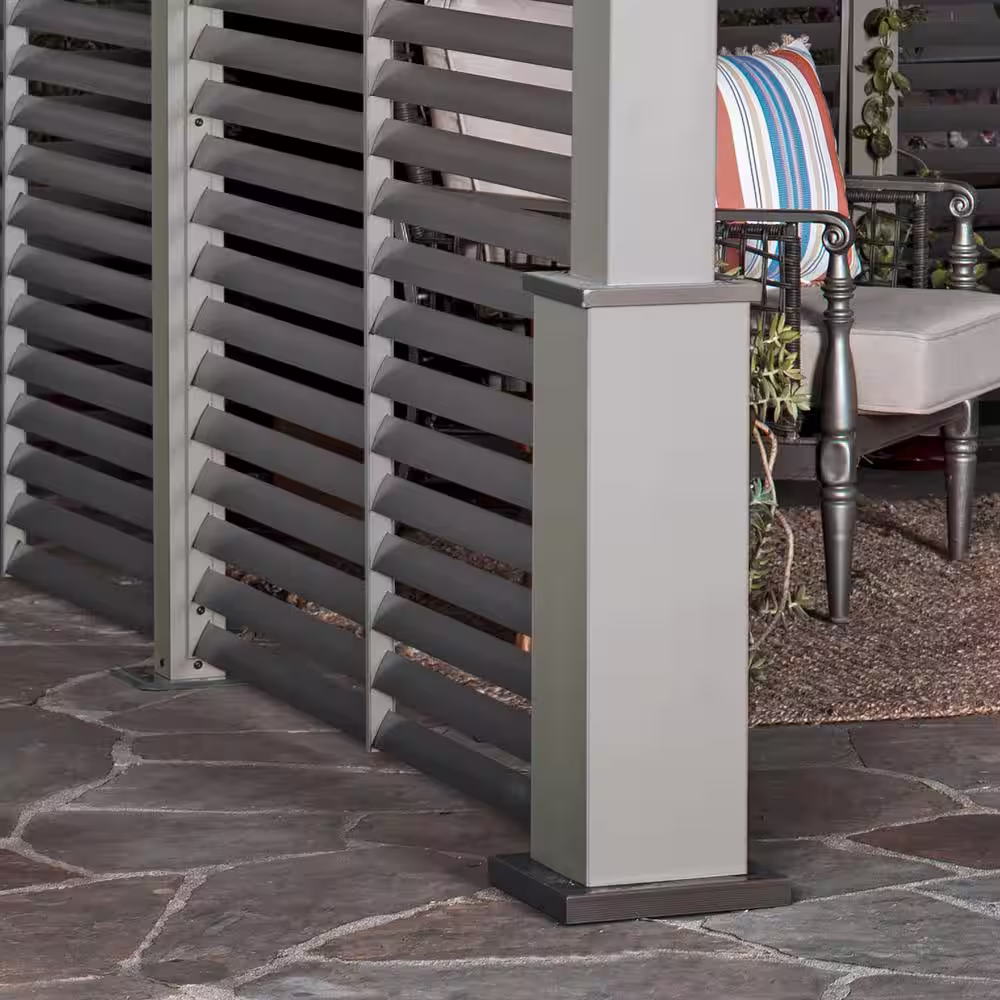 None Nanda 12 ft. x 12 ft. Champagne Rustproof Aluminum Framed Gazebo With Two Louvered Walls