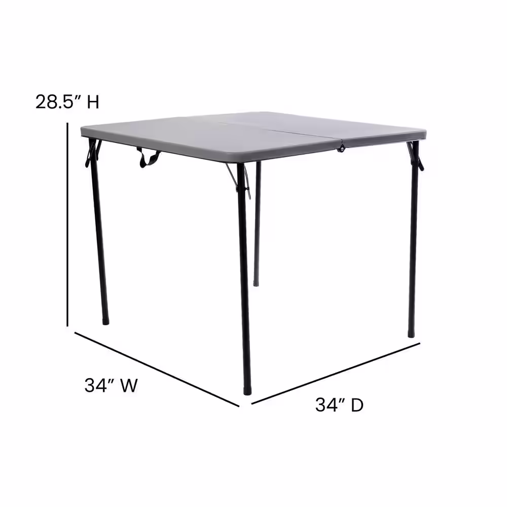 Carnegy Avenue 34 in. x 34 in. Gray Square Plastic Folding Table