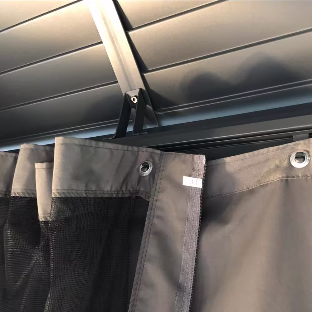 KOZYARD Odyssey 10ft.D x 9ft.H x 12ft.W Aluminum Hardtop Gazebo with Galvanized Steel Roof, Mosquito Net and Privacy Sidewall