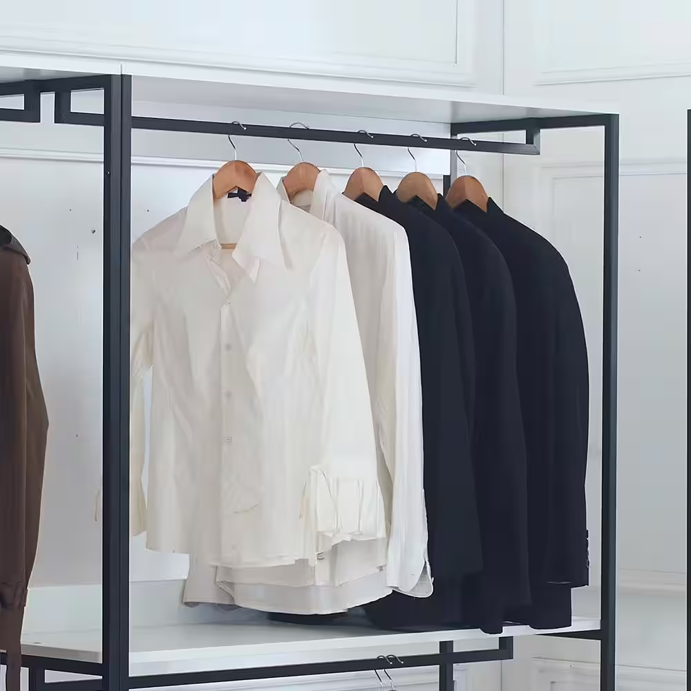 None Fiona 143 in. W White Freestanding 4 Tower System 8 -Shelf Walk in Wood Closet System with Metal Frame