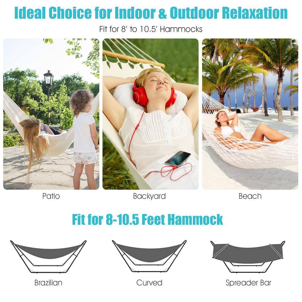 None 9.5 ft. 2-Person Metal Hammock Stand with Carrying Bag in Black
