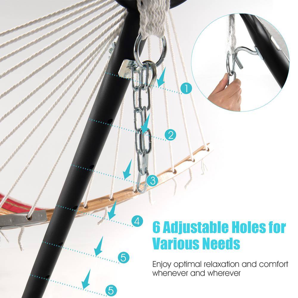 None 9.5 ft. 2-Person Metal Hammock Stand with Carrying Bag in Black