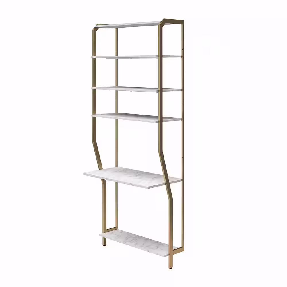 CosmoLiving by Cosmopolitan Gwyneth 36 in. W Wall Mount Adjustable Wood Closet System, White Marble