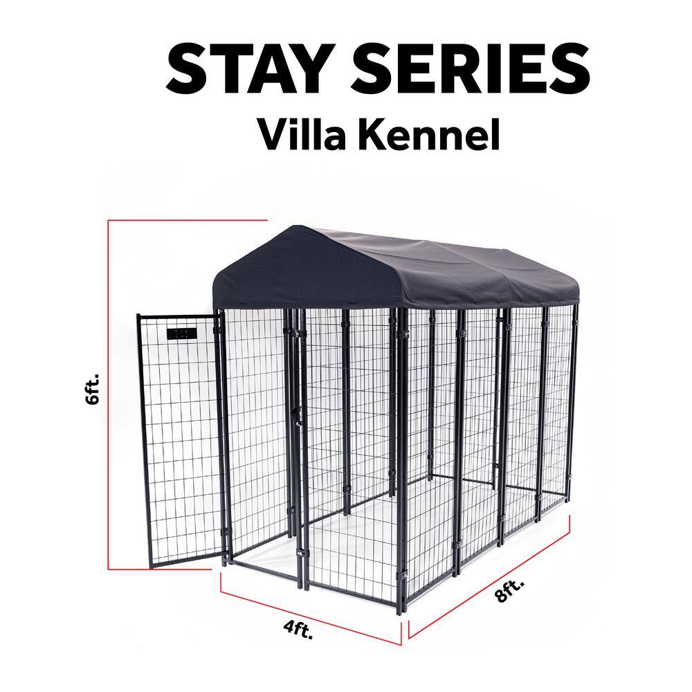Lucky Dog STAY Series Villa Kennel- Khaki (4 ft. x 8 ft. x 6 ft.)