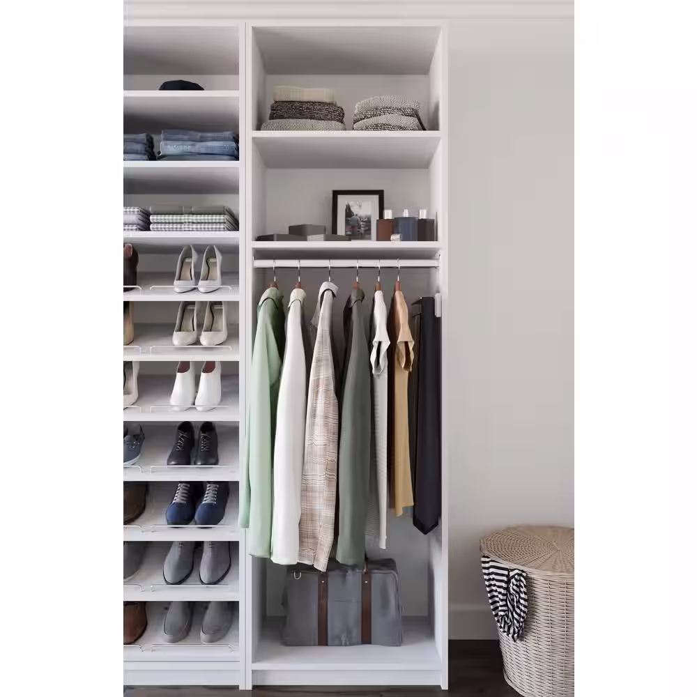 SimplyNeu 14 in. D x 25.375 in. W x 84 in. H White Medium Hanging Tower Wood Closet System Kit