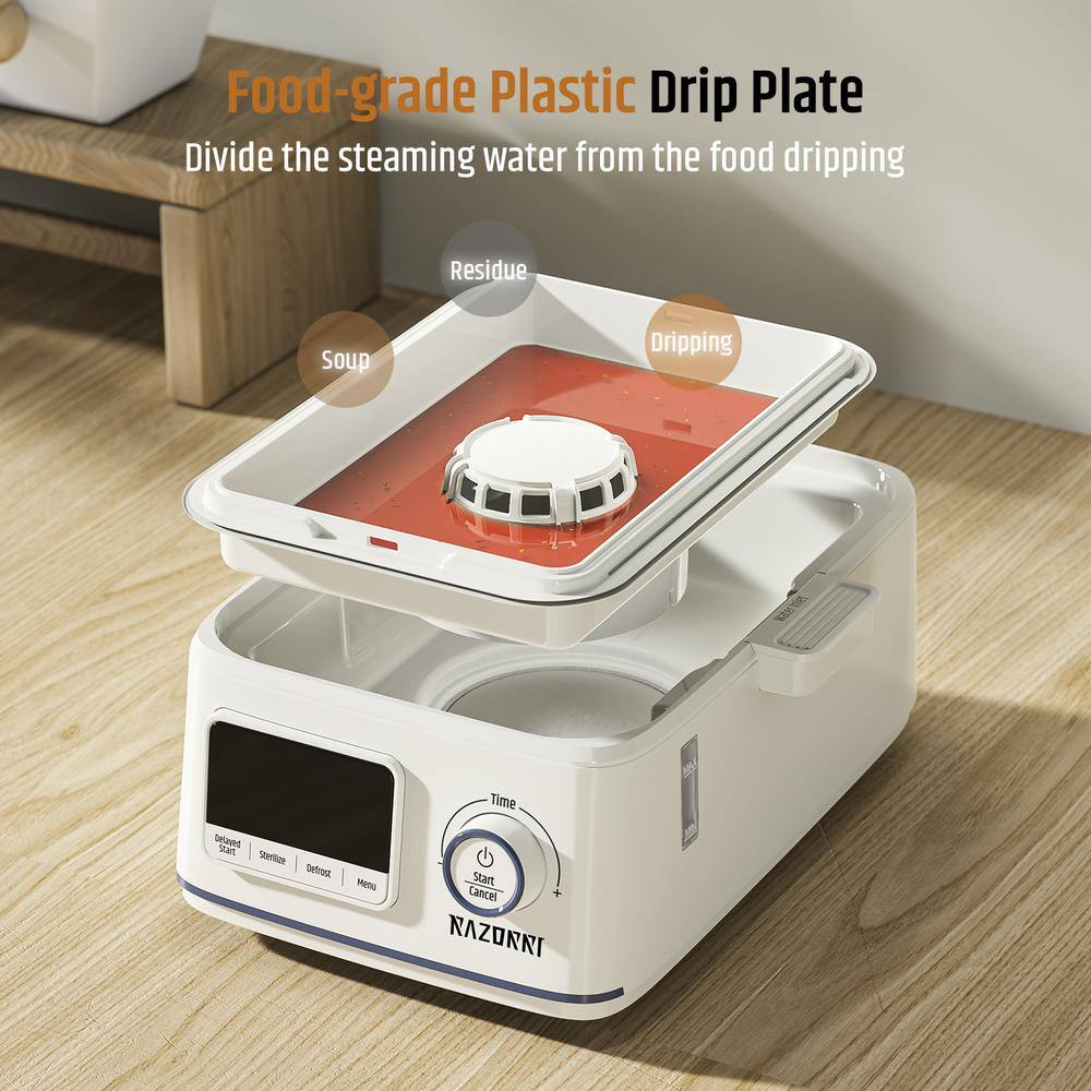 None Electric Food Steamer 5-qt. Stainless Steel with Timer, 24H Delayed Start, Auto Keep Warm, 68 oz. Water Capacity 20-cups