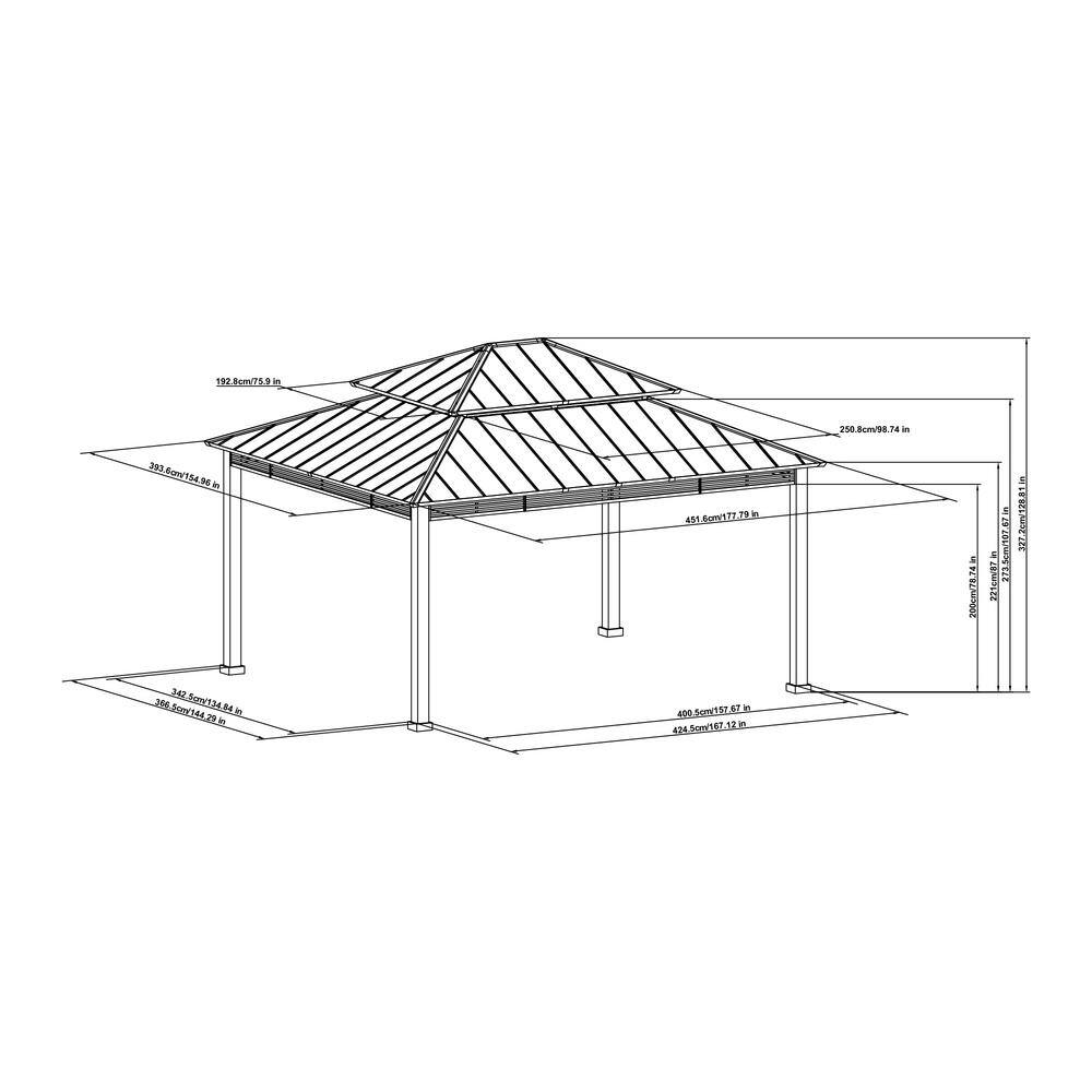 Sunjoy SummerCove Roberts 13 ft. x 15 ft. Black 2-Tier Hardtop Gazebo