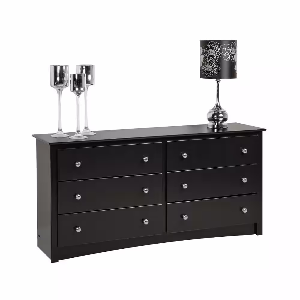 Prepac Sonoma 6-Drawer Black Dresser