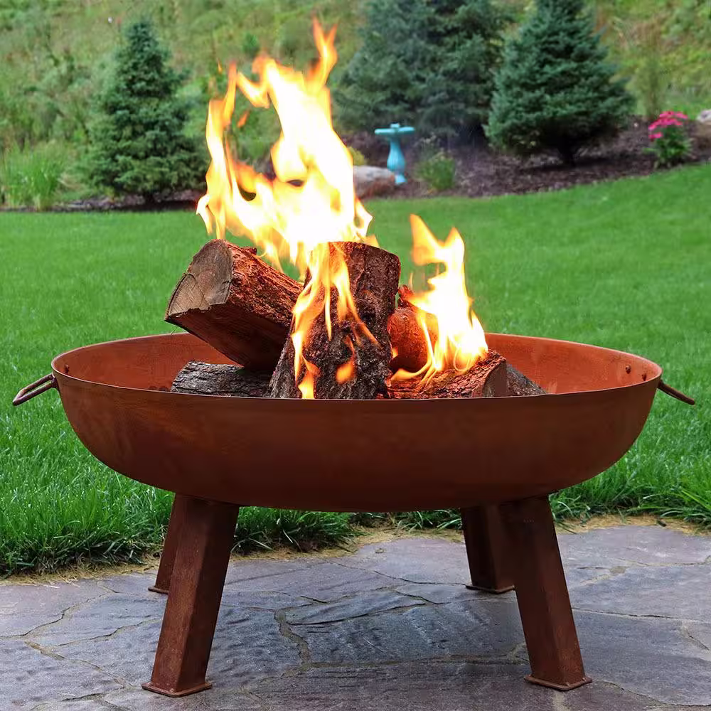 Sunnydaze Decor Rustic 34 in. x 15 in. Round Large Cast Iron Wood-Burning Fire Pit Bowl