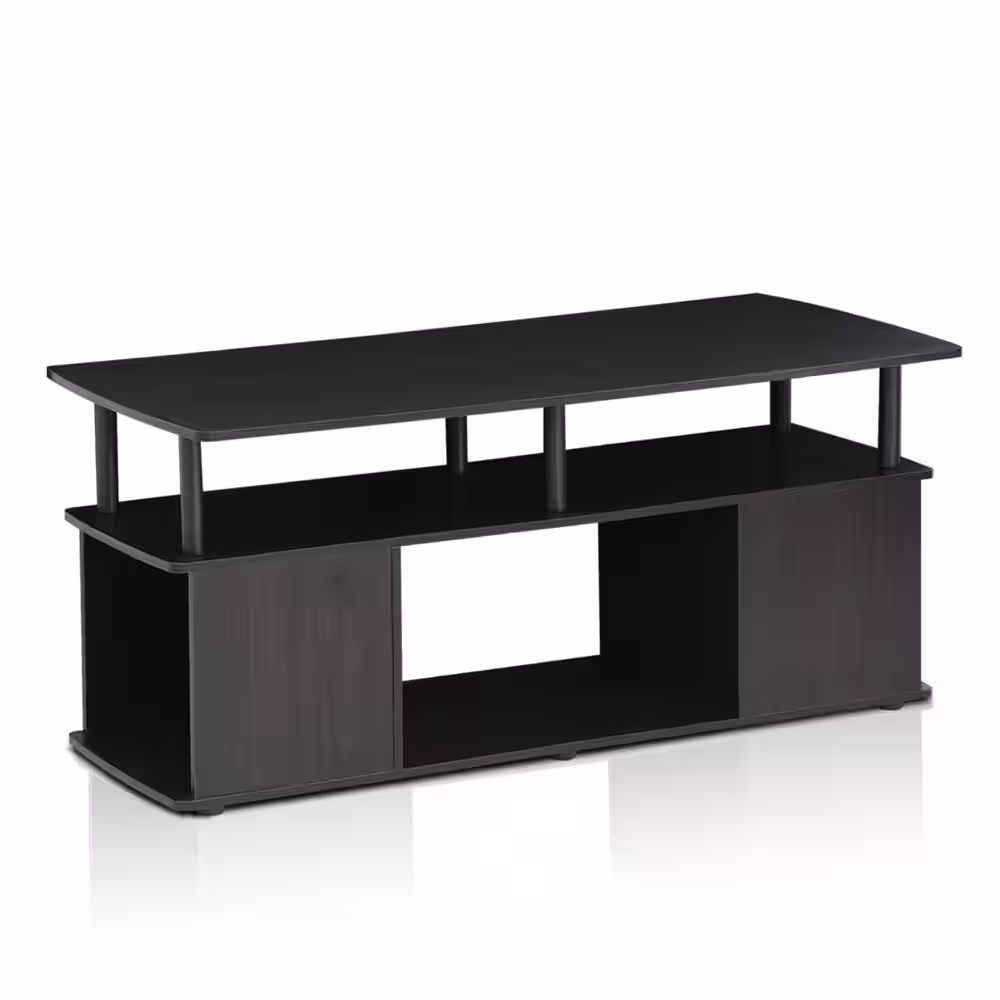 Furinno Jaya 48 in. Blackwood Large Rectangle Wood Coffee Table with Shelf