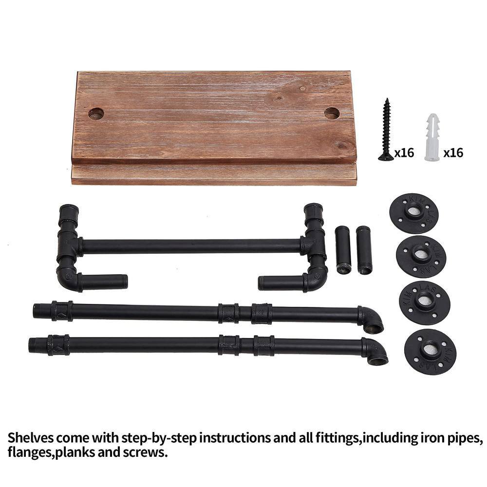 None Industrial Pipe Shelving Farmhouse Bathroom Shelves with Towel Bar Towel Rack Over Rustic Wall Wood Shelves 19.7 in.