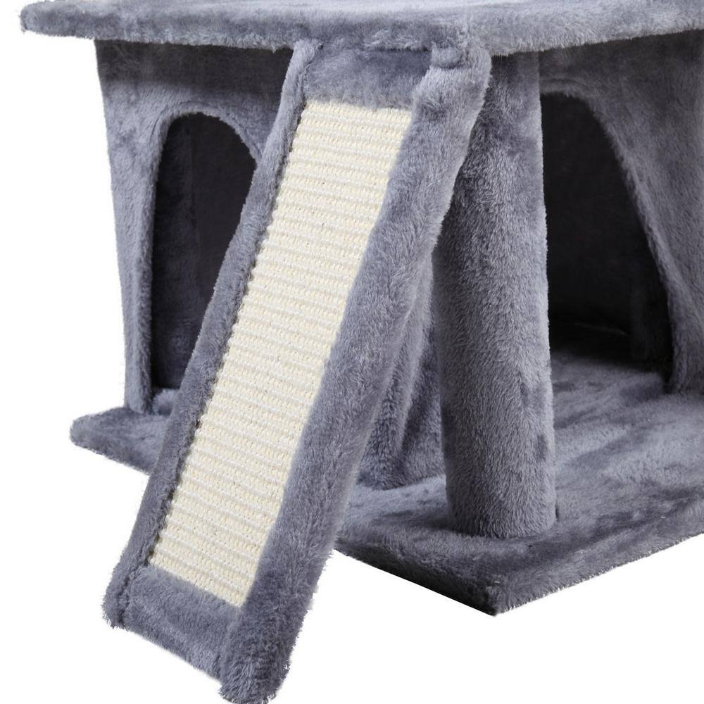 ANGELES HOME Double-layer cat Tree with cat house and ladder - light gray XH