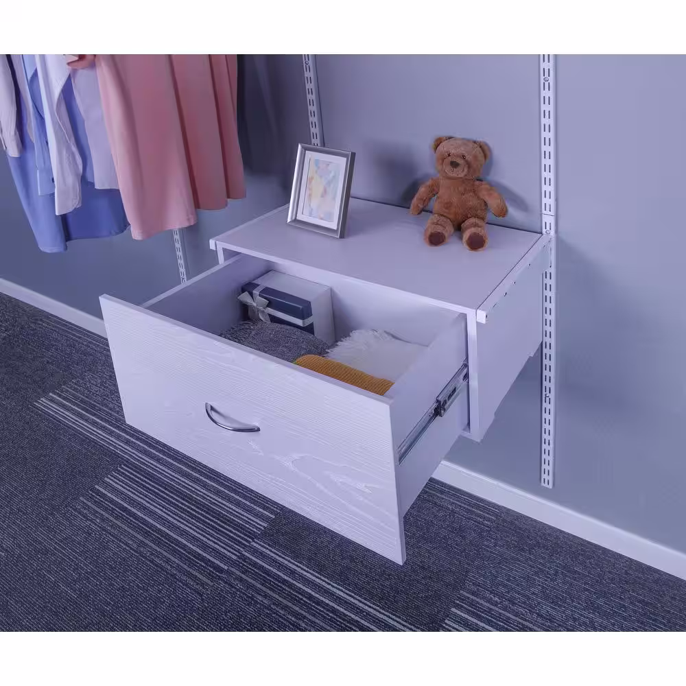 Everbilt Genevieve White Adjustable Closet Organizer Large Drawer Kit