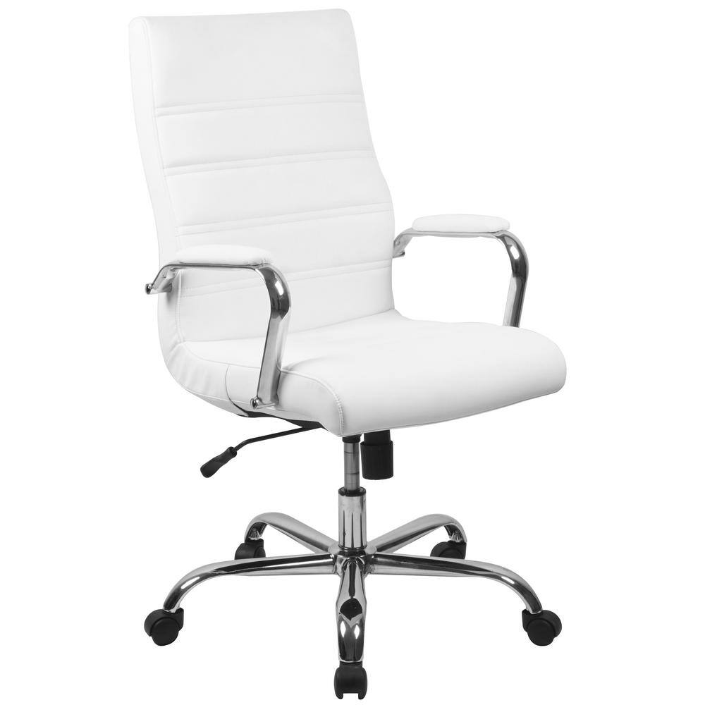 Flash Furniture Faux Leather Swivel Ergonomic Office Chair in White
