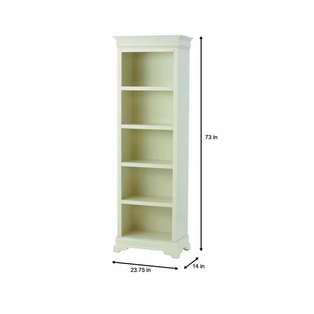 Home Decorators Collection Louis Phillipe 73 in. Off-White 5-Shelf Bookcase with Adjustable Shelves