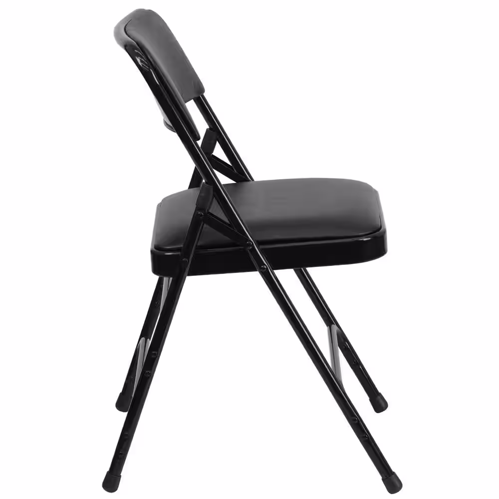 Carnegy Avenue Black Vinyl/Black Frame Metal Folding Chair (2-Pack)