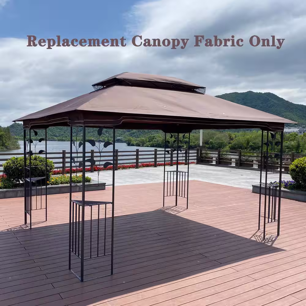 None 13 ft. x 10 ft. Patio Double Roof Gazebo Brown Replacement Canopy