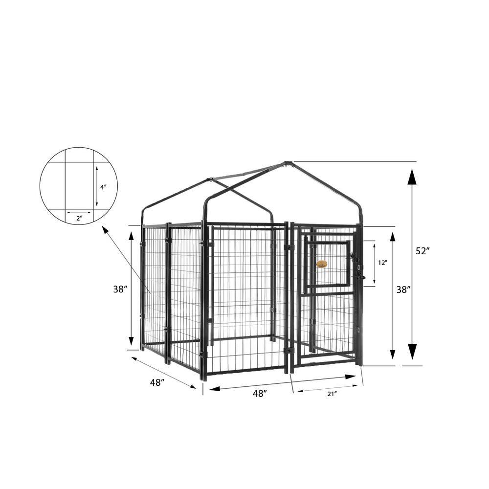 KennelMaster 52 in. x 4 ft. x 4 ft. Welded Wire Dog Fence Kennel Kit