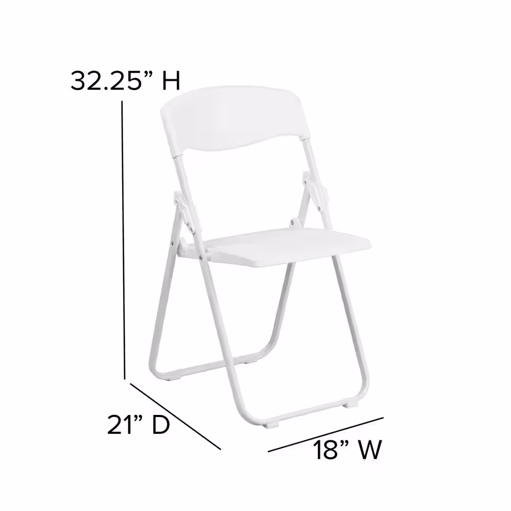 Flash Furniture Hercules Series 880 lb. Capacity Heavy Duty White Plastic Folding Chair with Built-in Ganging Brackets