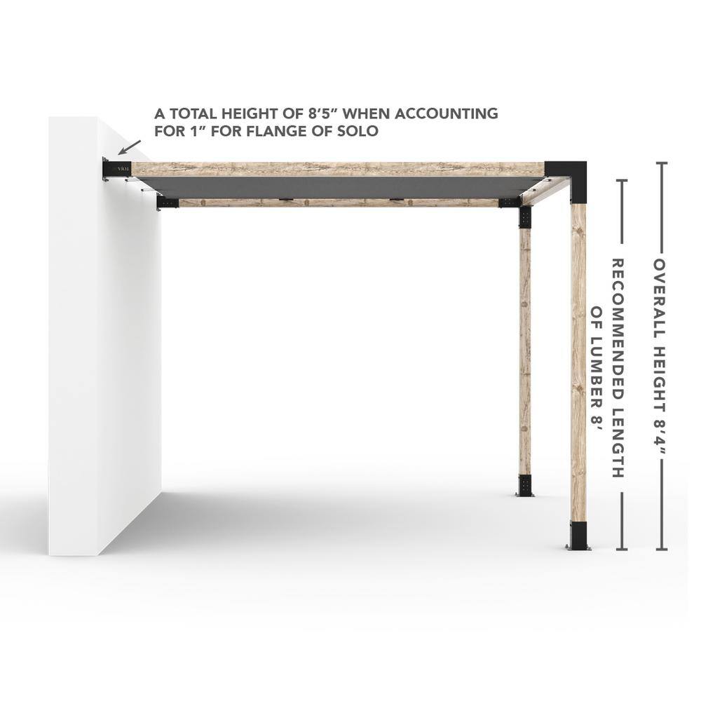 TOJA GRID 8 ft. L x 10 ft. W Wall Mount Pergola Kit with White Shade Sail, 6x6 Wood